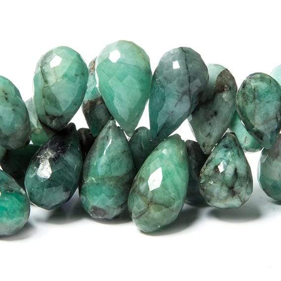 14x9-20x9mm Brazilian Emerald faceted tear drop Beads 7.5 inch 56 pieces