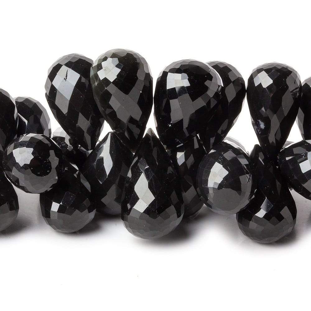 14x9-21x11mm Snowflake and Rainbow Obsidian Faceted Teardrops 8.5 inch 60 beads AA