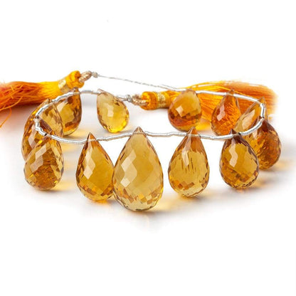 14x9-22x13mm Madeira Citrine Faceted Tear Drop Beads 8 inch 13 beads