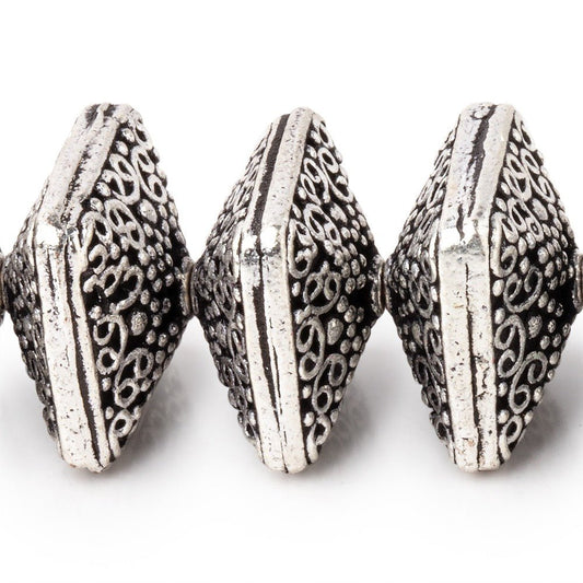 14x9mm Antiqued Sterling Silver Plated Copper Persian Design Square 8 inch 22 Beads