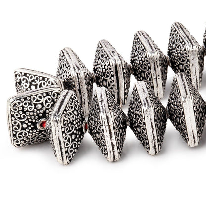 14x9mm Antiqued Sterling Silver Plated Copper Persian Design Square 8 inch 22 Beads