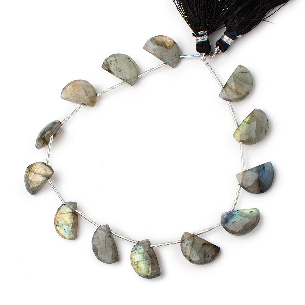 14x9mm Labradorite Faceted Half Moon Beads 8 inch 13 pieces