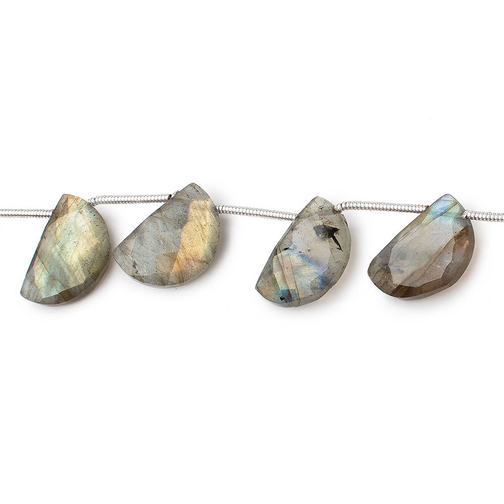 14x9mm Labradorite Faceted Half Moon Beads 8 inch 13 pieces