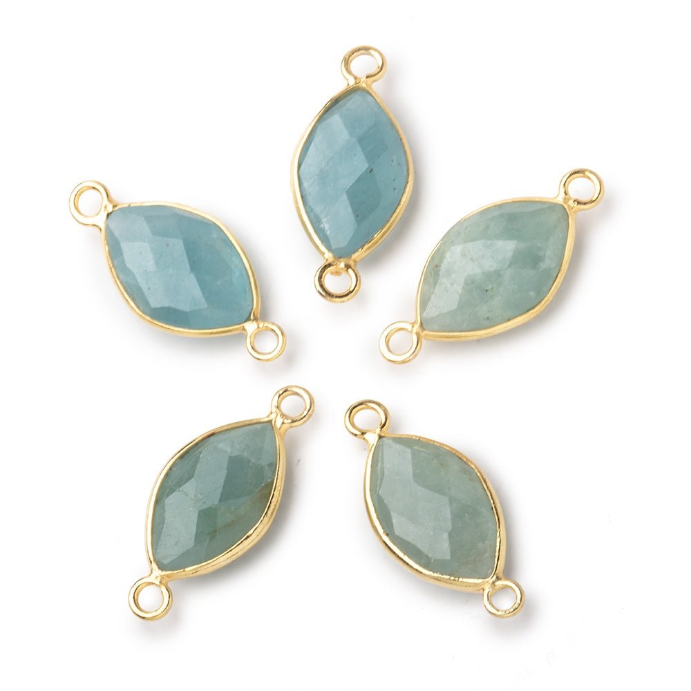14x9mm Vermeil Bezel Aquamarine Faceted Marquise Connector 1 piece