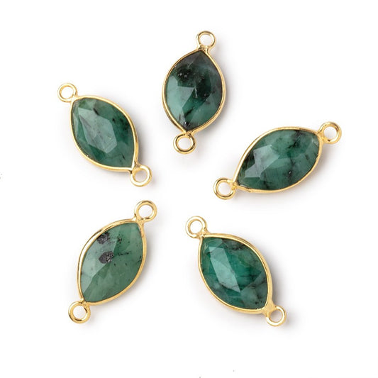 14x9mm Vermeil Bezel Emerald Faceted Marquise Connector 1 piece