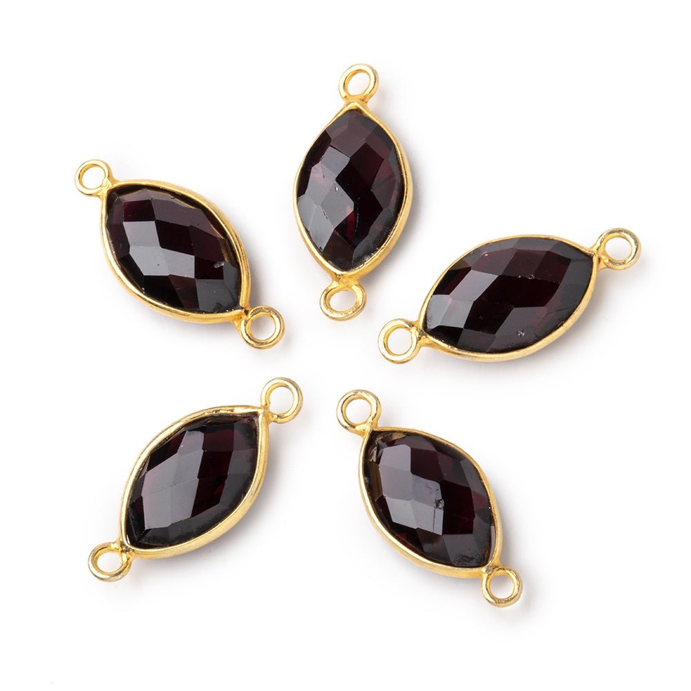 14x9mm Vermeil Bezel Garnet Faceted Marquise Connector 1 piece