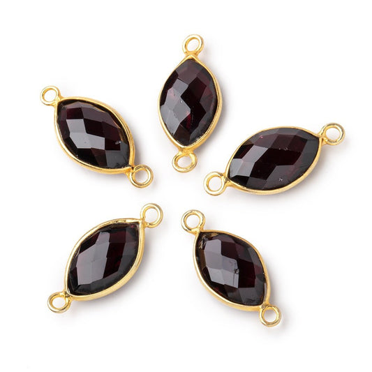 14x9mm Vermeil Bezel Garnet Faceted Marquise Connector 1 piece