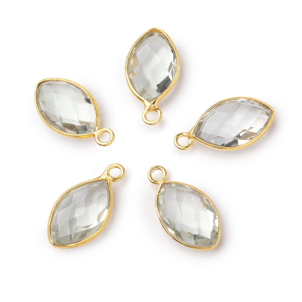 14x9mm Vermeil Bezel Prasiolite Faceted Marquise Pendant 1 piece