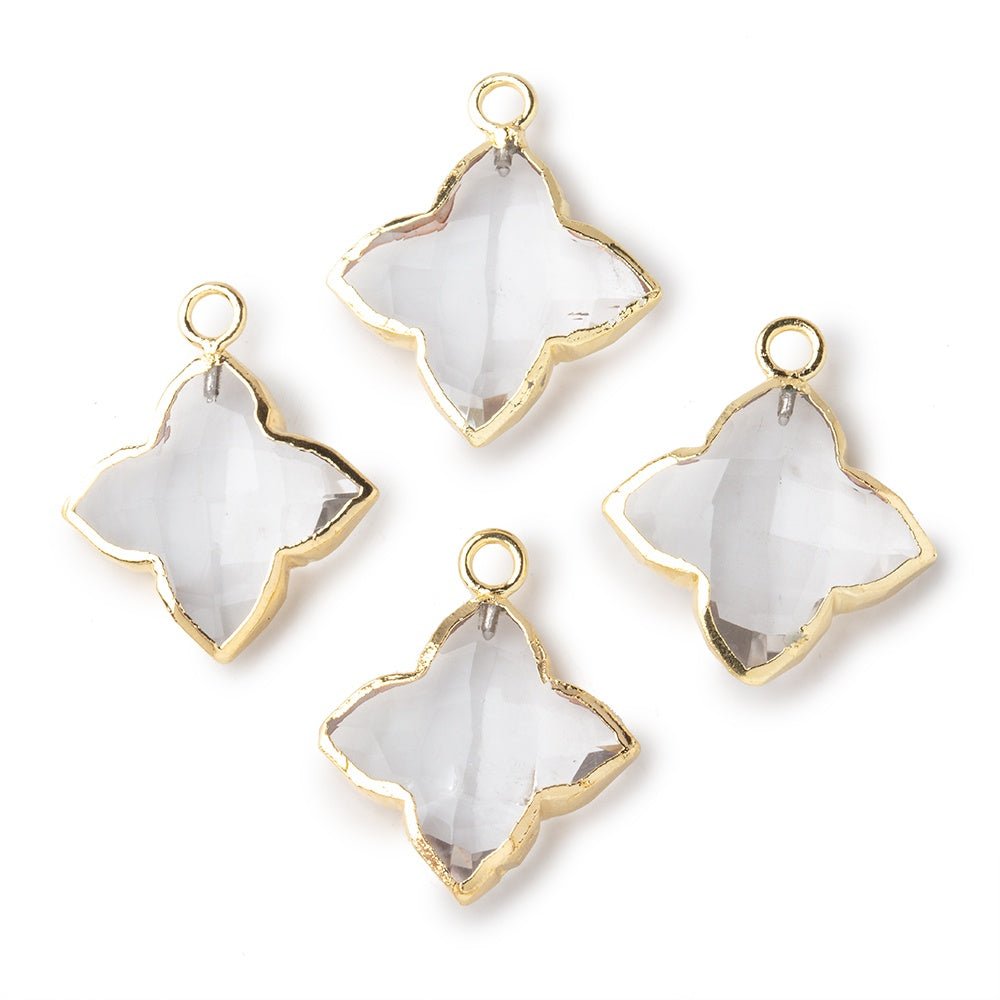 15-16mm Gold Leafed Crystal Quartz 4 Pointed Star Focal Pendant 1 piece