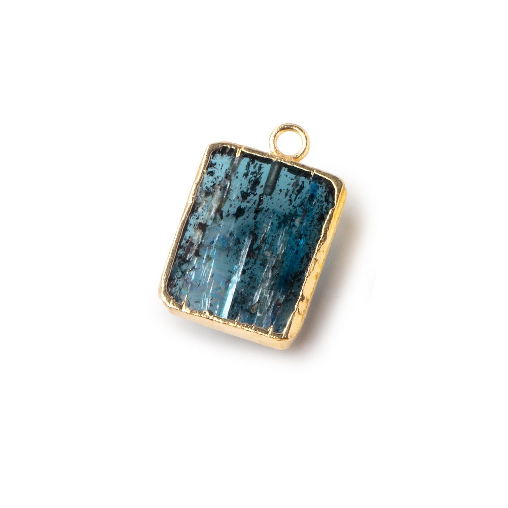 15-16mm Gold Leafed Kyanite Rectangular Slice Focal Bead 1 piece