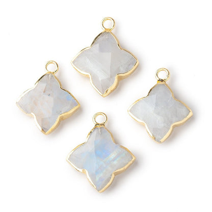 15-16mm Gold Leafed Rainbow Moonstone 4 Pointed Star Focal Pendant 1 piece