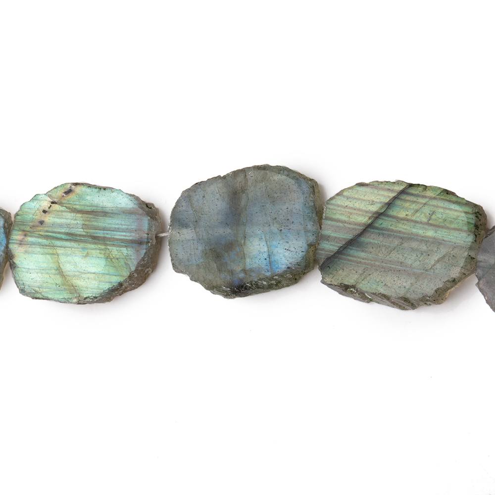 15-16mm Labradorite Straight Drill Slice Beads 8 inch 13 pieces