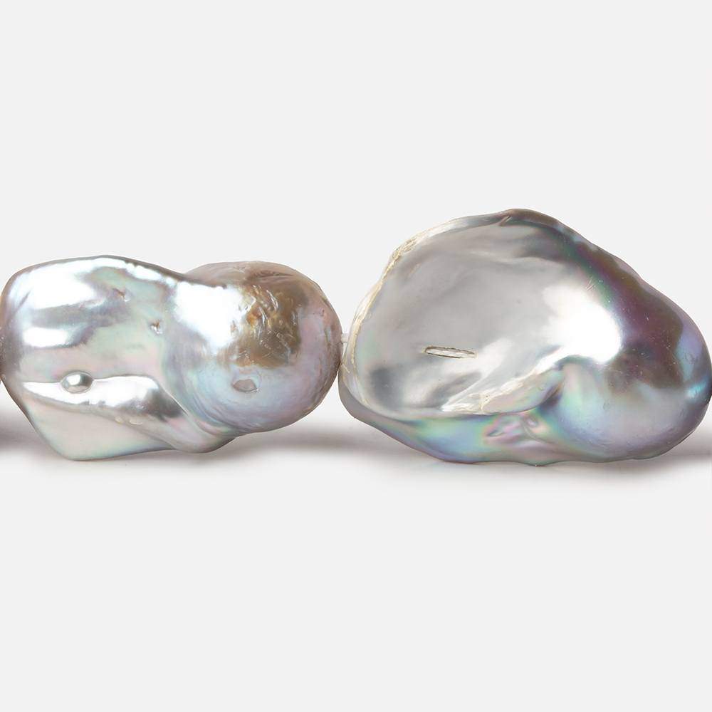 15-16mm Silver Ultra Baroque Freshwater Pearls 16 inch 14 pcs .8mm drill hole AAA