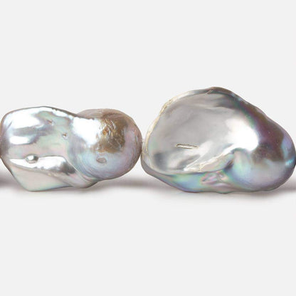 15-16mm Silver Ultra Baroque Freshwater Pearls 16 inch 14 pcs .8mm drill hole AAA