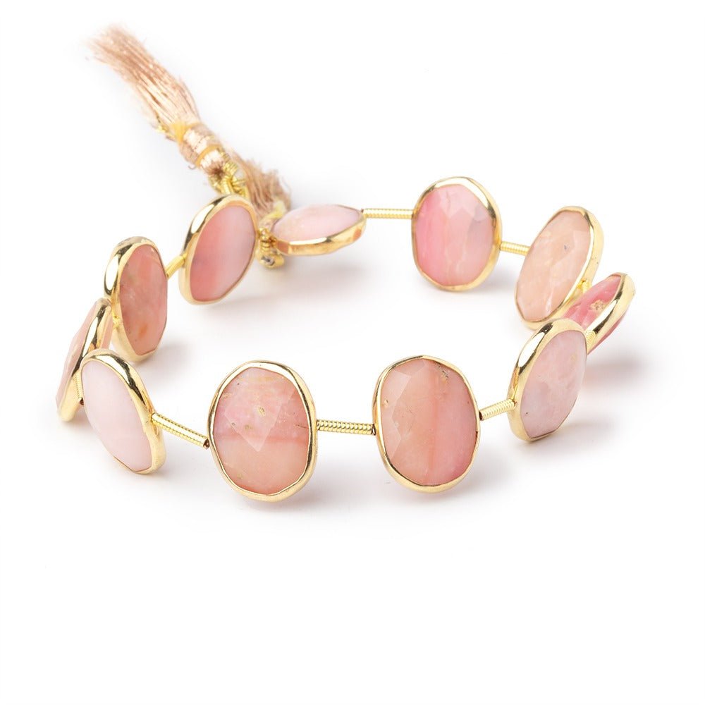 15-16mm Vermeil Bezel Pink Peruvian Opal Faceted Nuggets 7.5 inch 11 Beads