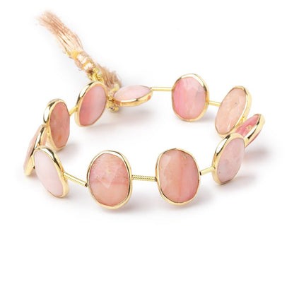 15-16mm Vermeil Bezel Pink Peruvian Opal Faceted Nuggets 7.5 inch 11 Beads