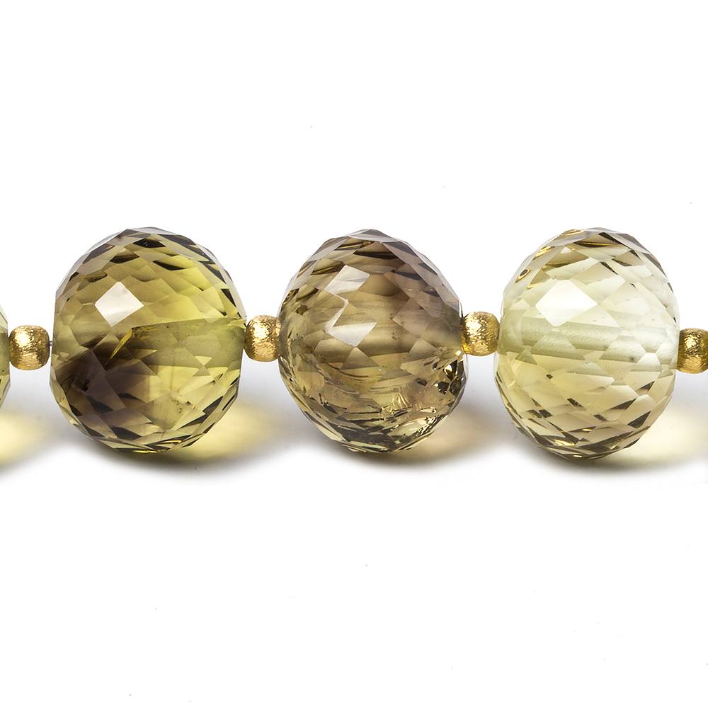 15-17mm Bi-Colored Quartz large hole Concave Faceted Rondelles 4 inch 7 beads AA