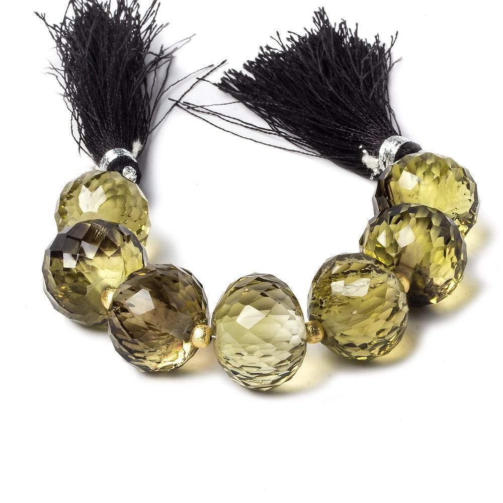 15-17mm Bi-Colored Quartz large hole Concave Faceted Rondelles 4 inch 7 beads AA