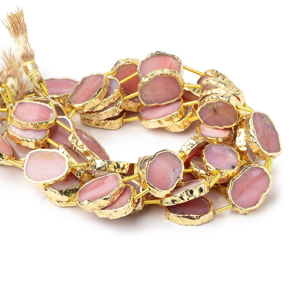 15-17mm Gold Leaf Pink Peruvian Opal Plain Slice Strand 10 Beads