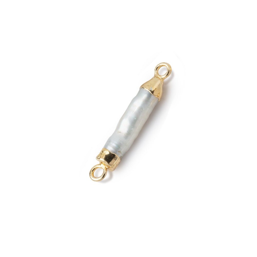 15-17mm Gold Leafed White Biwa Freshwater Pearl Connector 1 piece