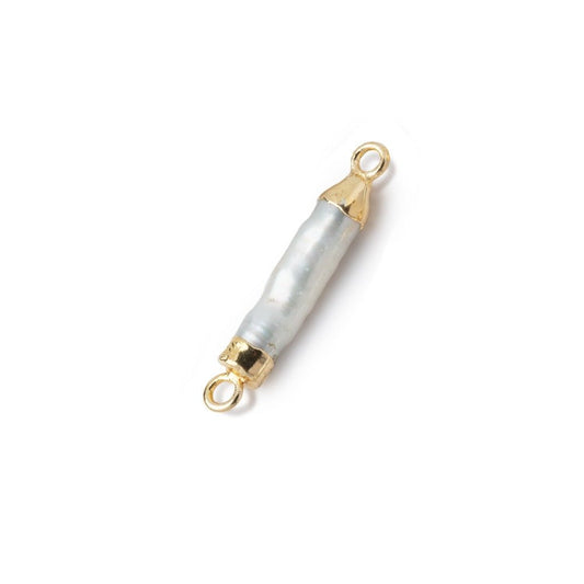 15-17mm Gold Leafed White Biwa Freshwater Pearl Connector 1 piece