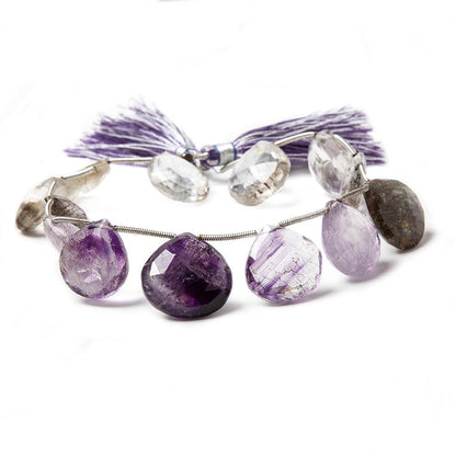 15-17mm Mossy Amethyst Faceted Heart Beads 8 inch 13 beads