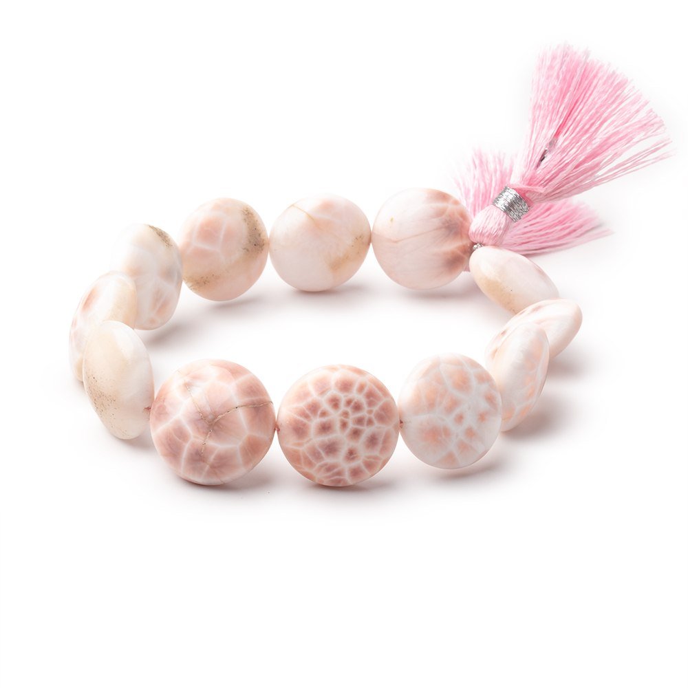 15-17mm Natrolite Plain Coin Beads 7.5 inch 12 pieces