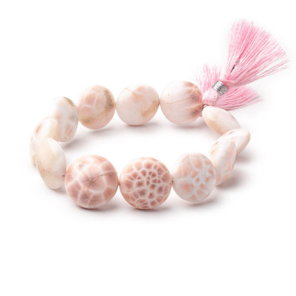 15-17mm Natrolite Plain Coin Beads 7.5 inch 12 pieces