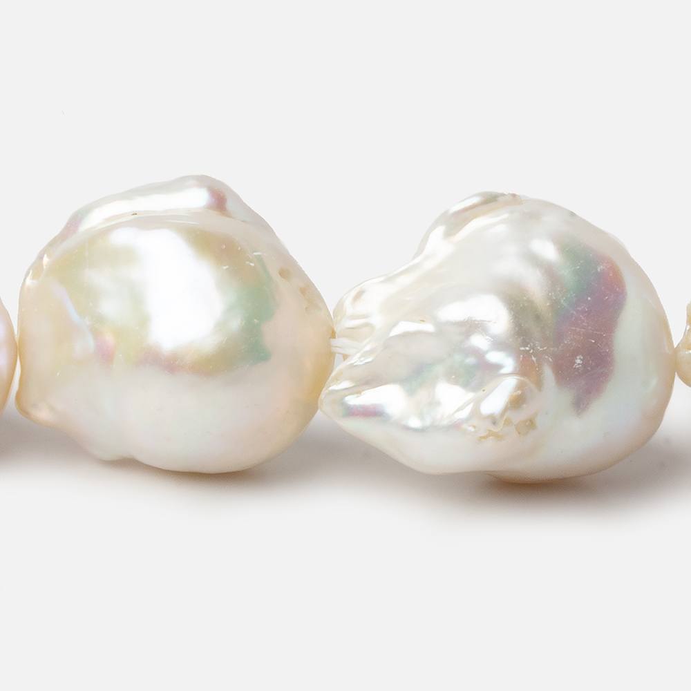 15-17mm Off White Ultra Baroque Freshwater Pearls 16.5 inch 17 pieces AAA 0.8mm drill hole