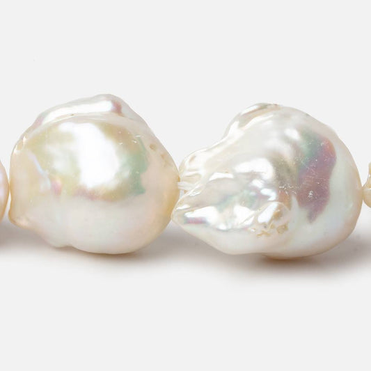 15-17mm Off White Ultra Baroque Freshwater Pearls 16.5 inch 17 pieces AAA 0.8mm drill hole