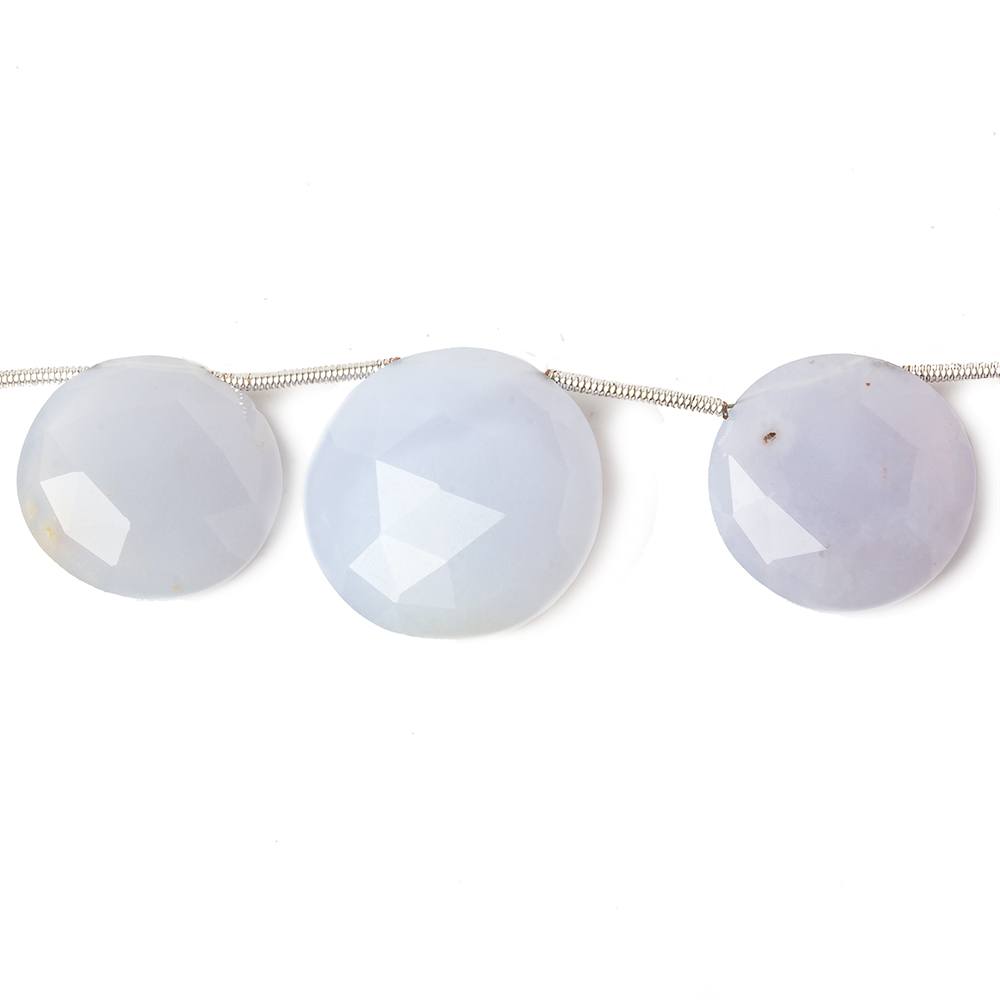 15-20mm Blue Turkish Chalcedony Top Drill Coins 8 inch 11 beads