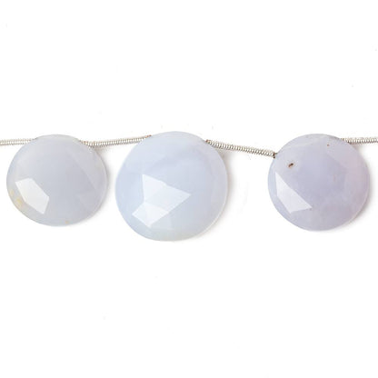 15-20mm Blue Turkish Chalcedony Top Drill Coins 8 inch 11 beads