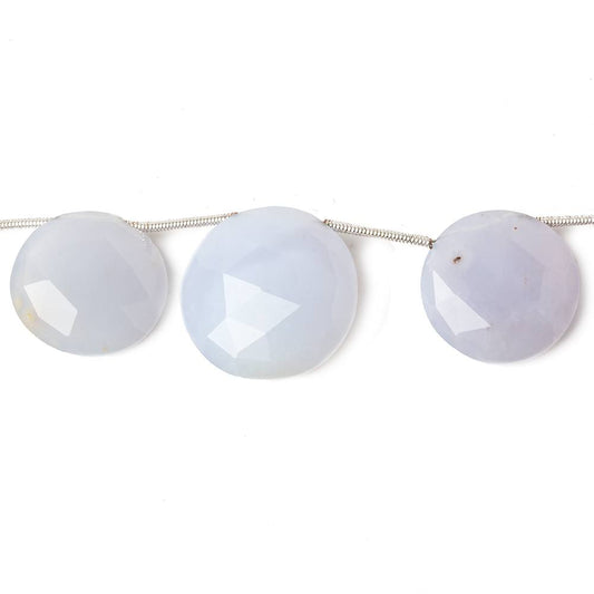 15-20mm Blue Turkish Chalcedony Top Drill Coins 8 inch 11 beads