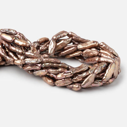 15-21mm Mocha Straight Drill Biwa Freshwater Pearls 15.5 inch 17 Beads