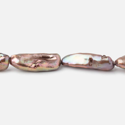 15-21mm Mocha Straight Drill Biwa Freshwater Pearls 15.5 inch 17 Beads