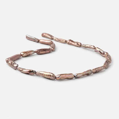 15-21mm Mocha Straight Drill Biwa Freshwater Pearls 15.5 inch 17 Beads