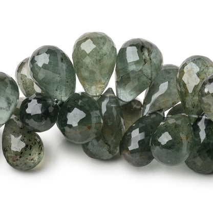 15-21mm Moss Aquamarine Faceted Tear Drop Beads 7 inch 48 pieces AA