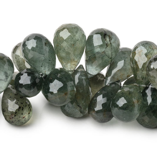 15-21mm Moss Aquamarine Faceted Tear Drop Beads 7 inch 48 pieces AA