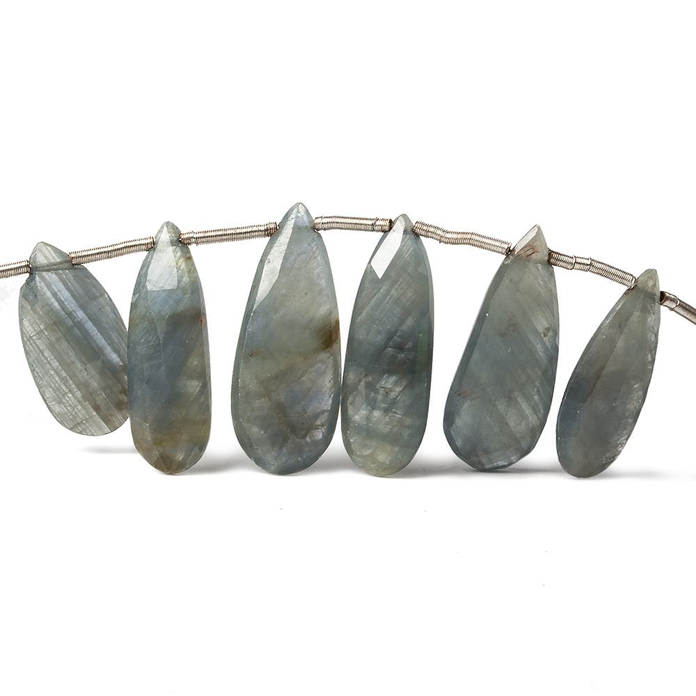 15-23mm Greenish Blue Sapphire Elongated Pear 8 inch 21 pieces