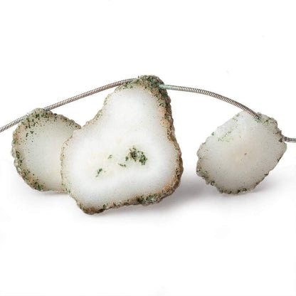 15-40mm Chlorite Solar Quartz Top Drilled Slice with Chlorite Edge 18 inch 13 pieces