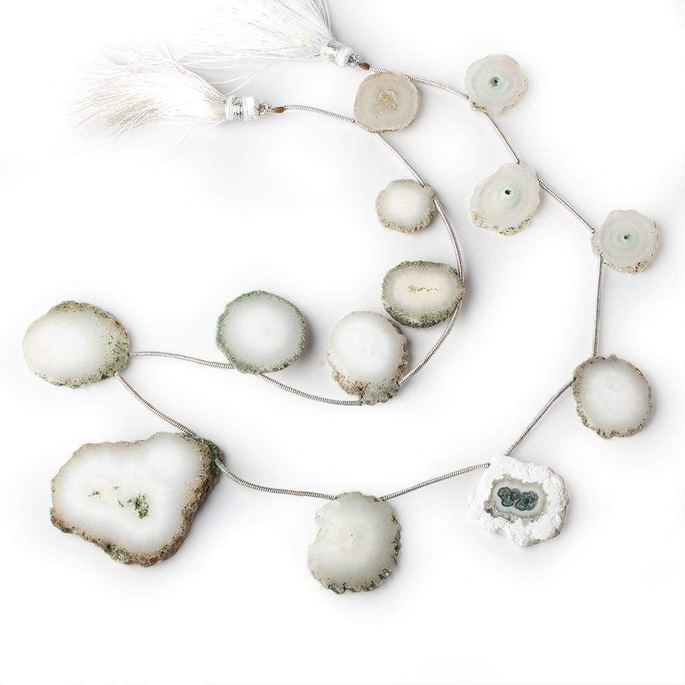 15-40mm Chlorite Solar Quartz Top Drilled Slice with Chlorite Edge 18 inch 13 pieces