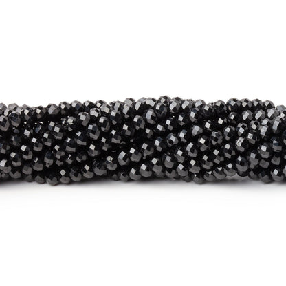 3mm Black Spinel Micro Faceted Rondelles 12.5 inch 130 Beads AAA