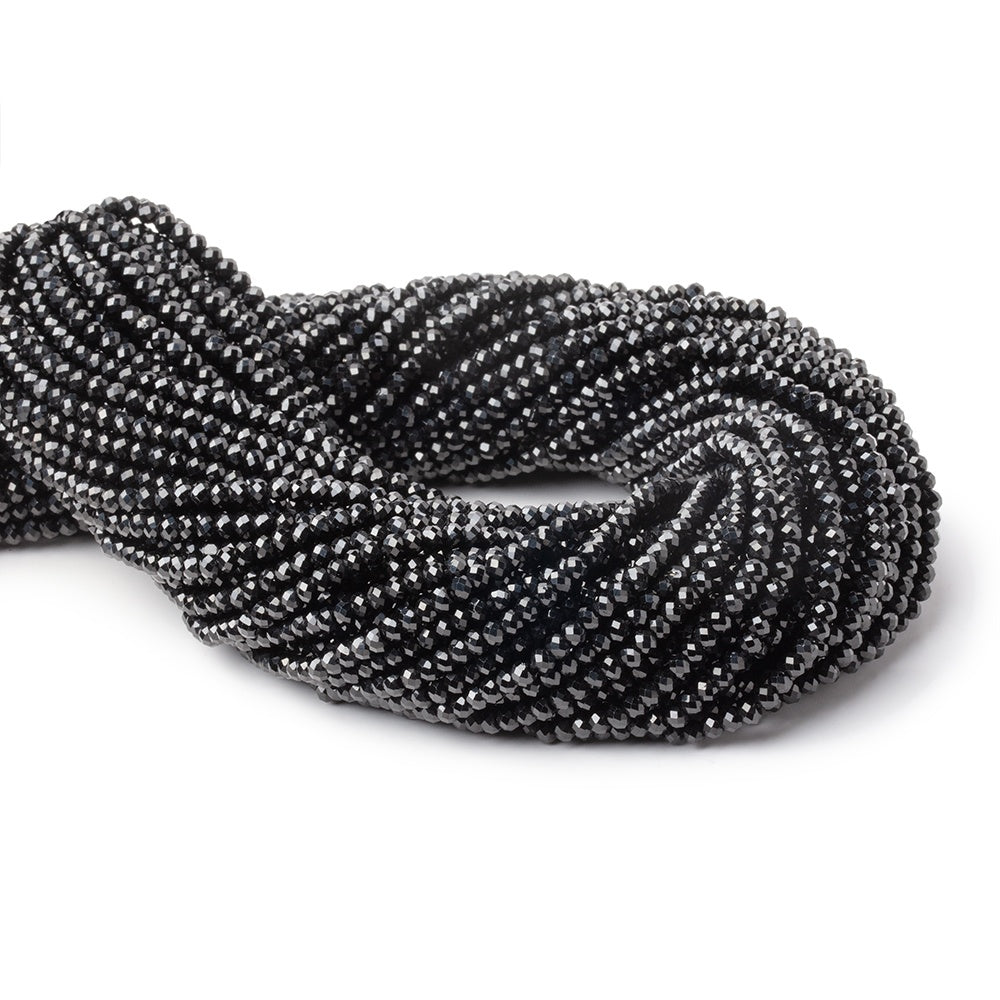 3mm Black Spinel Micro Faceted Rondelles 12.5 inch 130 Beads AAA