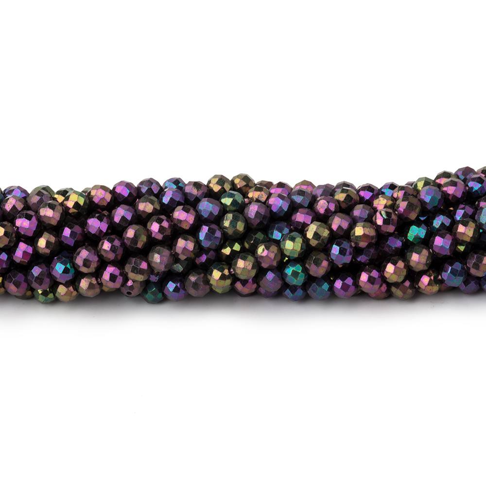 3mm Mystic Purple Peacock Black Spinel micro-faceted round beads 13.5 inch 135 pcs