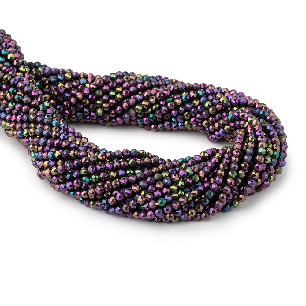 3mm Mystic Purple Peacock Black Spinel micro-faceted round beads 13.5 inch 135 pcs