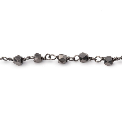 3mm Black Gold plated Copper Faceted Nuggets on Black Gold plated Chain