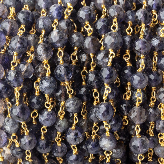 4.5-5mm Iolite faceted round Vermeil Chain by the foot 30 pieces