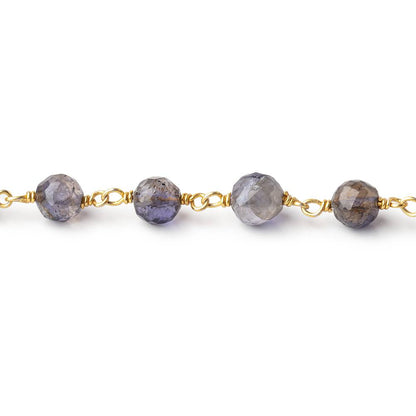 4.5-5mm Iolite faceted round Vermeil Chain by the foot 30 pieces