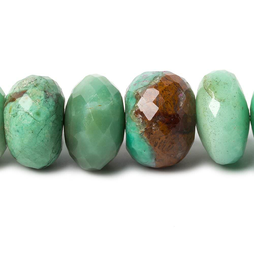15.5-16.5mm Chrysoprase and Iron Ore Matrix Faceted Rondelle Beads 8.5 inch 21 pieces