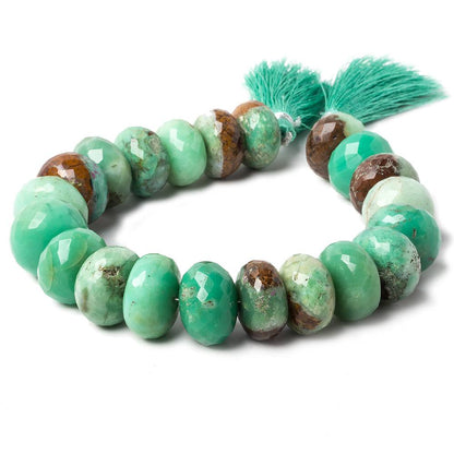 15.5-16.5mm Chrysoprase and Iron Ore Matrix Faceted Rondelle Beads 8.5 inch 21 pieces